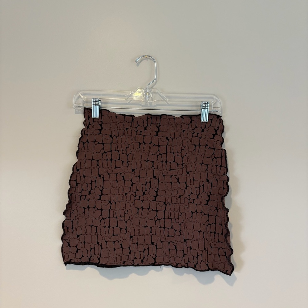 Haystacks Elegant Textured Mini Skirt in Rich Brown